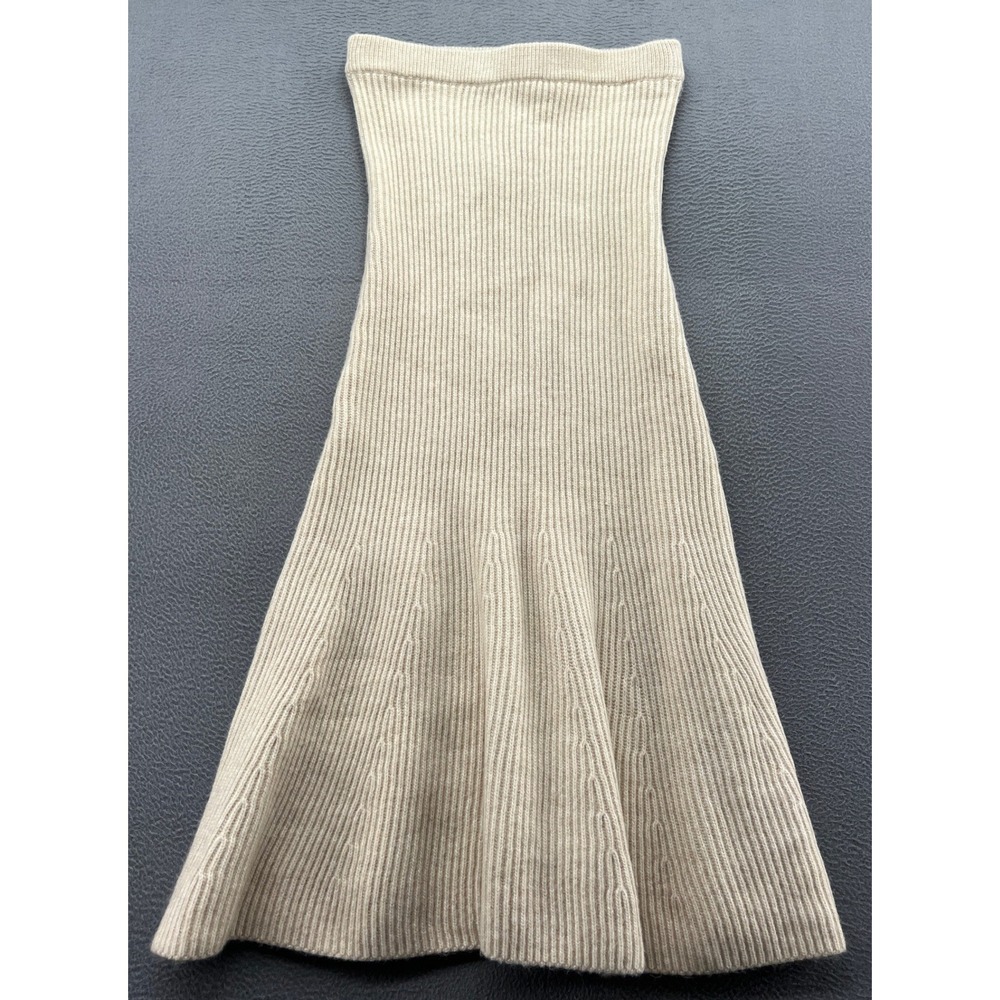 H&M Tube Dress Women's Size S Beige Knit Ribbed Wool Blend Strapless Midi NWT